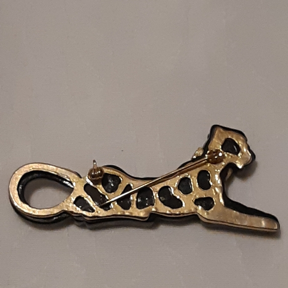 Vintage Black Panther Brooche 3" Long With Gold Backing Crystal's Eye And Neck, - Picture 2 of 8